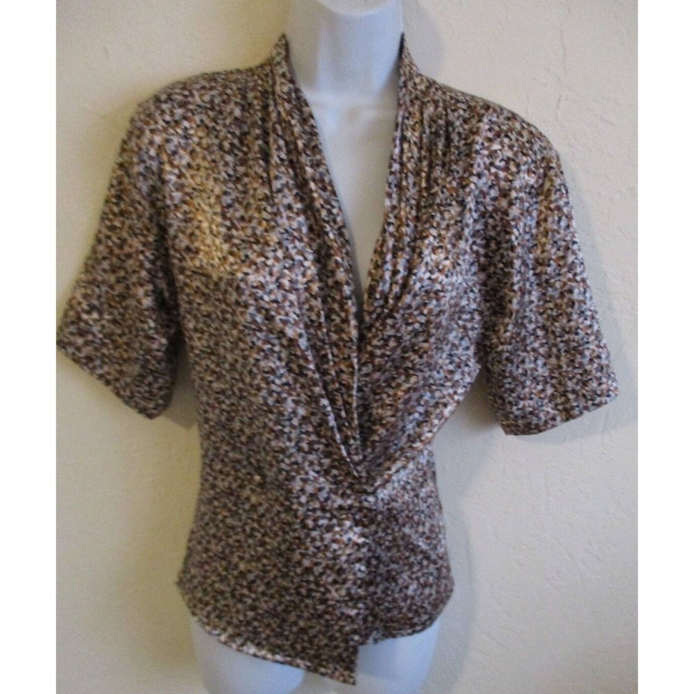 Vintage 90's Michelle Stewart Blouse Size 4 Satin V-Neck Top